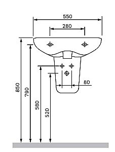 Раковина с полупьедесталом AM.PM Like 55 белая купить в интернет-магазине Sanbest