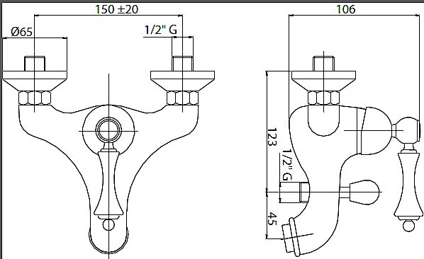Смеситель для ванны Cezares Margot VM-BIO белый/ручка хром купить в интернет-магазине сантехники Sanbest
