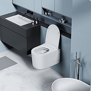 Унитаз подвесной Abber Ultra AC1302 белый, безободковый, с крышкой микролифт купить в интернет-магазине Sanbest