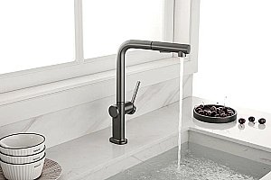 Смеситель для кухни Paulmark Neo Ne214419-GM вороненая сталь купить в интернет-магазине сантехники Sanbest