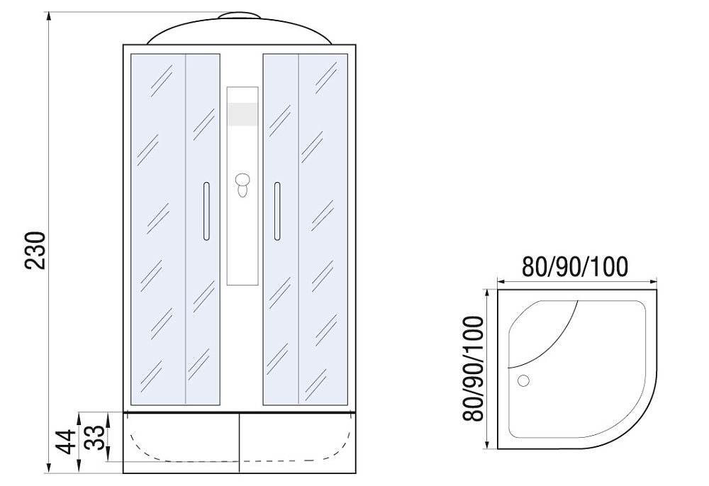 Душевая кабина River DESNA XL 100/44 MT купить в интернет-магазине Sanbest