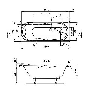 Ванна акриловая Vagnerplast Minerva 170x70 купить в интернет-магазине Sanbest