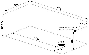 Ванна BAS Марбея 170х75 ВА00042 Solid Surface, белая матовая купить в интернет-магазине Sanbest