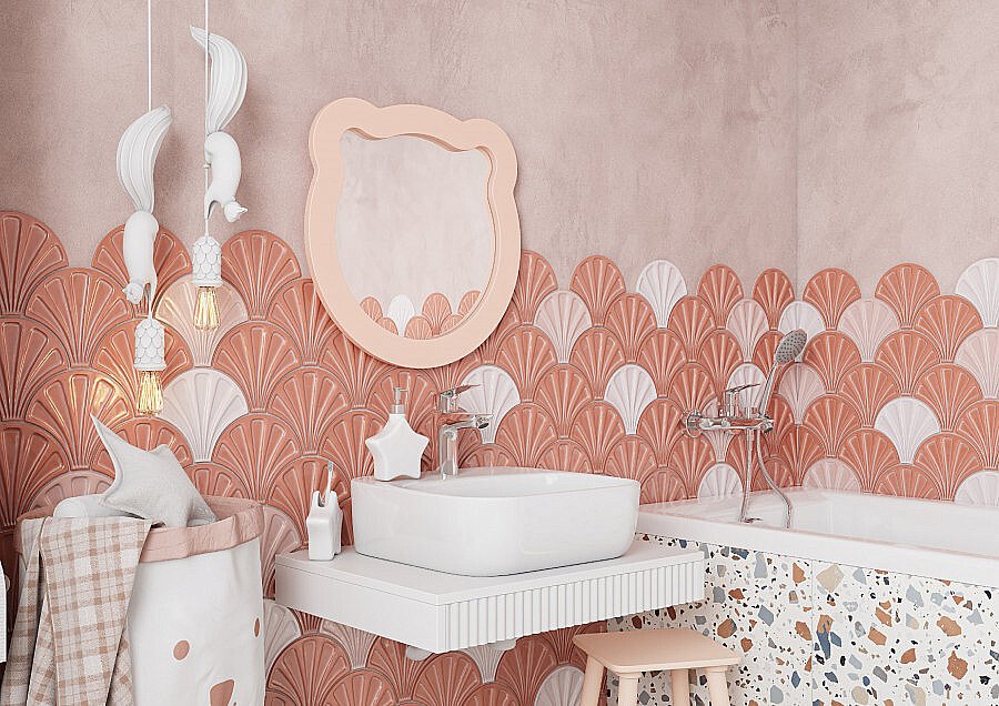 Зеркало Акватон Каспер Мишка 1A283502CR1E0 розовое матовое в ванную от интернет-магазине сантехники Sanbest