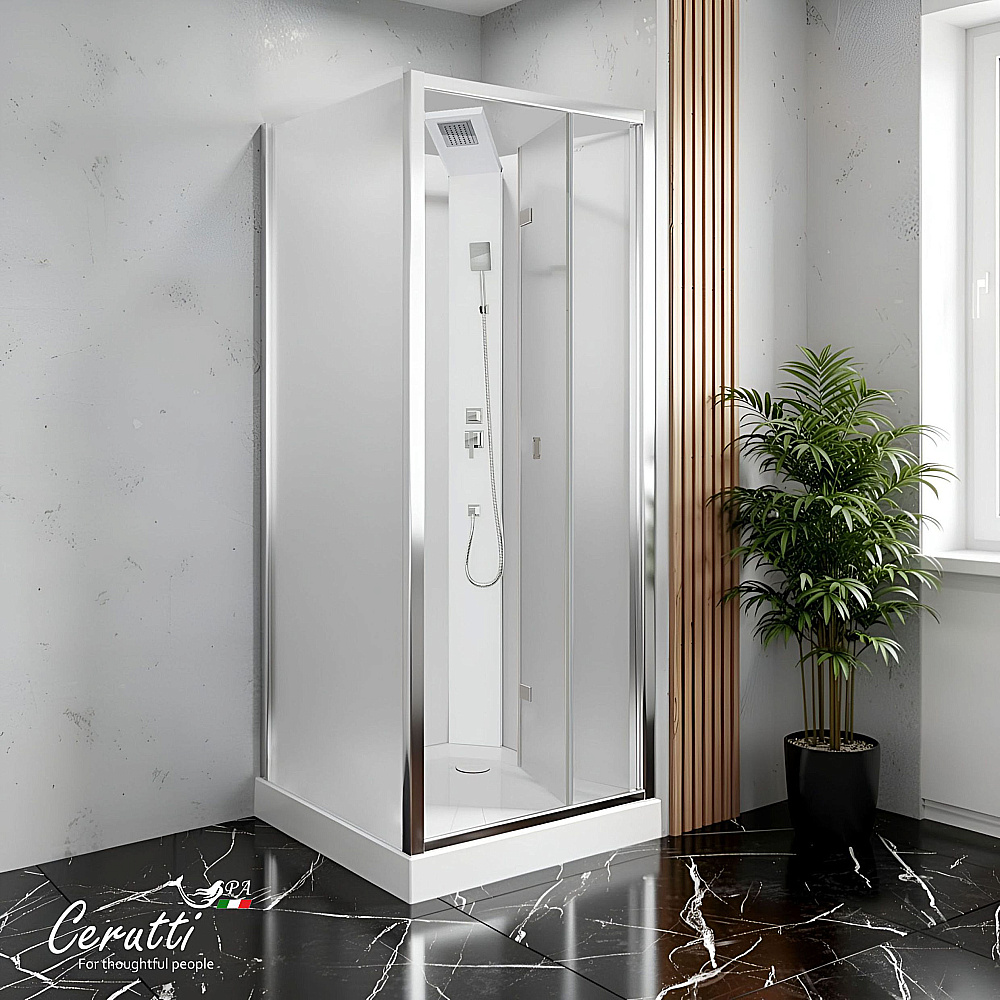 Душевая кабина Ceruttispa BELLA 90F 90x90 стекло матовое/профиль черный матовый купить в интернет-магазине Sanbest