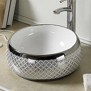 Раковина накладная Ceramalux NC 40 5004SP серебро, белая купить в интернет-магазине Sanbest