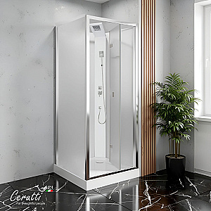 Душевая кабина Ceruttispa BELLA 90F 90x90 стекло матовое/профиль черный матовый купить в интернет-магазине Sanbest
