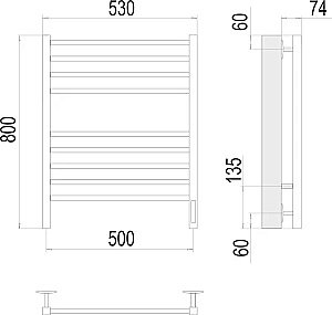 Полотенцесушитель электрический Terminus Сицилия П8 500x800 черный муар купить в интернет-магазине сантехники Sanbest