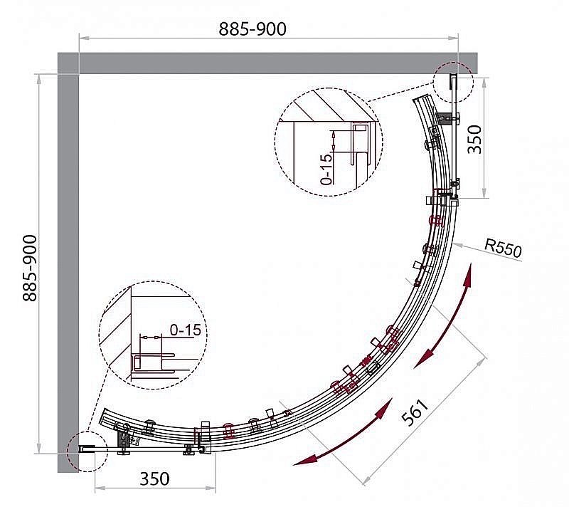 Душевой уголок Belbagno ACQUA-R-2 90х90 купить в интернет-магазине Sanbest