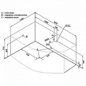 Акриловая ванна Aquanet Capri 170x110 к/с купить в интернет-магазине Sanbest