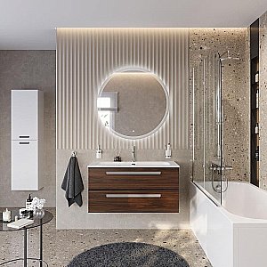 Тумба с раковиной Cezares ECO-CER-N 100 ECO-CER-N-1000-2C-SO-NCS-P орех шоколад софт для ванной в интернет-магазине Sanbest