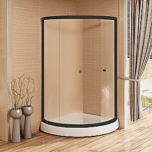 Душевой уголок Радомир Найт 100х100 с поддоном, стекло матовое/профиль черный купить в интернет-магазине Sanbest