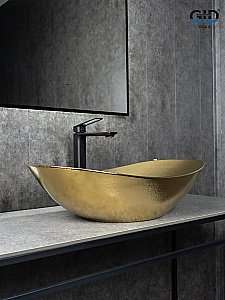 Раковина накладная Gid Lago 61 Gd9811 53340 золото купить в интернет-магазине Sanbest