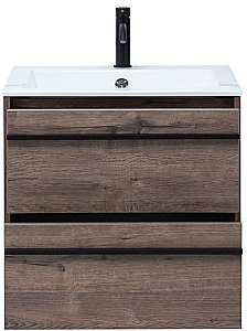 Тумба с раковиной Aquanet Lino 60 Дуб Веллингтон для ванной в интернет-магазине Sanbest