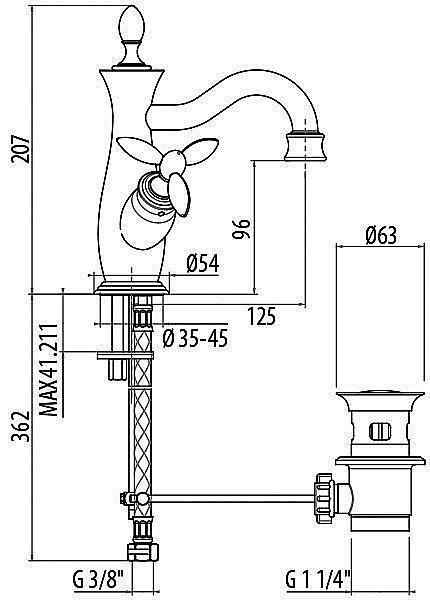 Смеситель для раковины Gattoni Timor 1230012C0cr бронза купить в интернет-магазине сантехники Sanbest