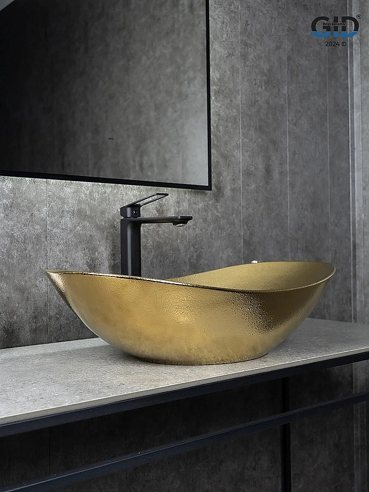 Раковина накладная Gid Lago 61 Gd9811 53340 золото купить в интернет-магазине Sanbest
