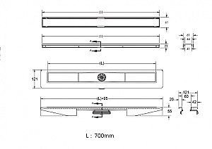 Душевой лоток боковой Berges В1 Keramik 70 092118 золото купить в интернет-магазине Sanbest