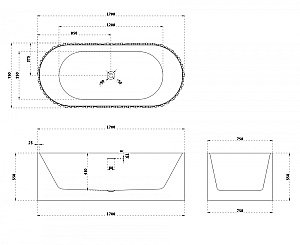 Ванна Abber Stein 170x75 AS9653 белая матовая купить в интернет-магазине Sanbest