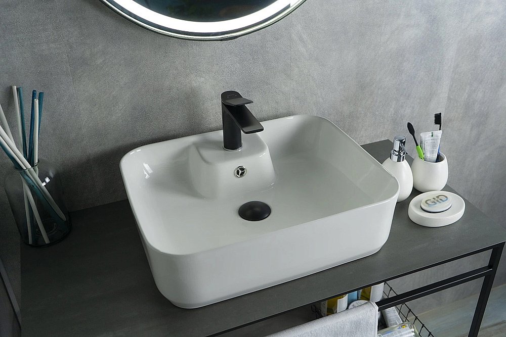 Раковина накладная Gid Geometrico 52 N9445 51155 белая купить в интернет-магазине Sanbest