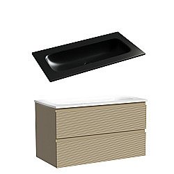 Тумба с раковиной Sancos FOLK FL90CP/CN7019MBWx 90 капучино для ванной в интернет-магазине Sanbest