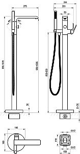 Смеситель для ванны Ravak Flat X070441 черный купить в интернет-магазине сантехники Sanbest