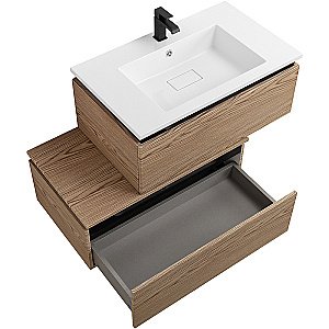 Нижняя тумба Cezares SLIDER-800-1C-PI-RT-P дуб тангент для ванной в интернет-магазине сантехники Sanbest