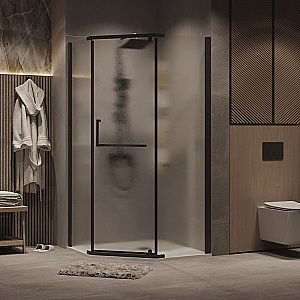 Душевой уголок Grossman Pragma 90х90 302.K33.03.9090.21.02 стекло шиншилла/профиль черный матовый купить в интернет-магазине Sanbest