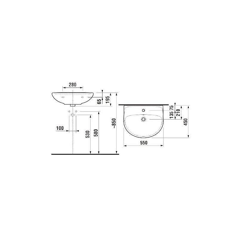 Раковина подвесная Jika Lyra 55 купить в интернет-магазине Sanbest