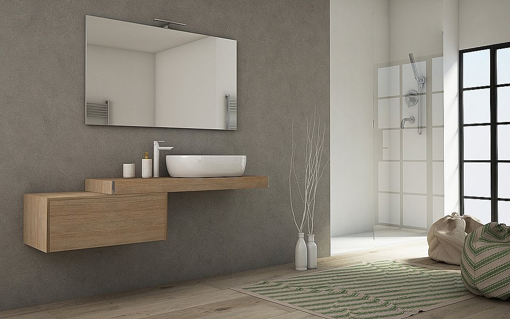 Консоль подвесная Cezares TAVOLONE 41581+50179+41585 90 Rovere tabacco для ванной в интернет-магазине сантехники Sanbest