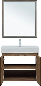 Тумба с раковиной Aquanet Nova Lite 75 с зеркалом, 2 дверцы дуб рустикальный для ванной в интернет-магазине Sanbest