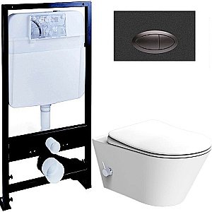 Унитаз Boheme Avva 972-2-MW с инсталяцией и кнопкой 665-B белый матовый/черный, безободковый, с функцией биде купить в интернет-магазине Sanbest