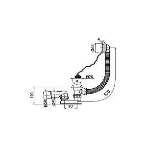 Слив-перелив для ванны Koller Pool B70CPPB хром купить в интернет-магазине сантехники Sanbest