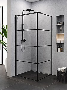 Душевой уголок NEW TRENDY SUPERIA BLACK 90x90 стекло прозрачное полоска/профиль черный купить в интернет-магазине Sanbest