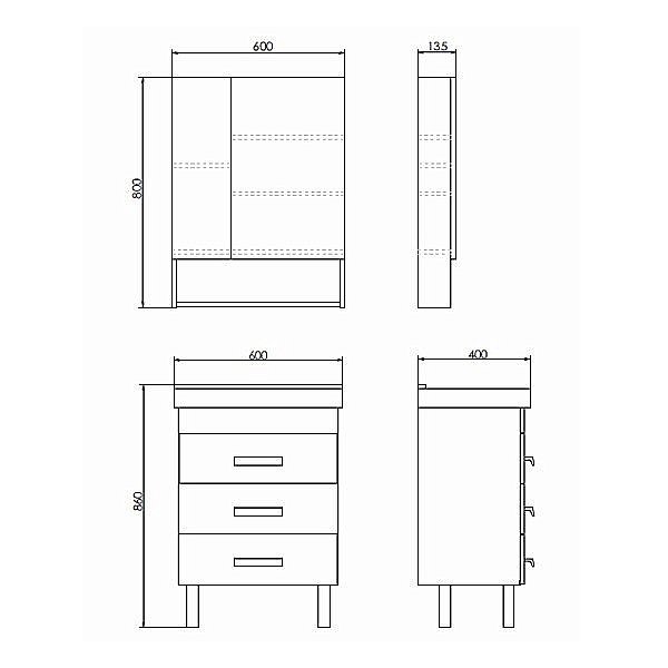 Зеркальный шкаф Comforty Никосия 00-00011199 60 белый глянец купить в интернет-магазине сантехники Sanbest