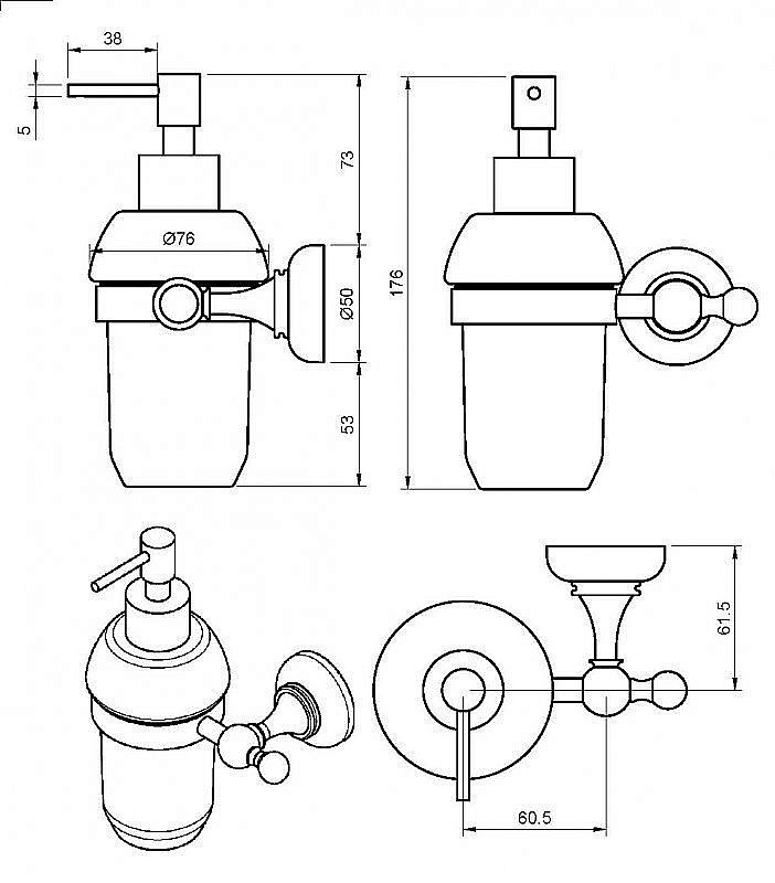 Диспенсер Cezares APHRODITE-SOIS-02-M бронза купить в интернет-магазине сантехники Sanbest
