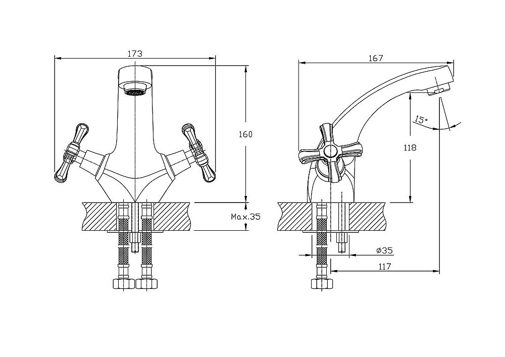 Смеситель для раковины Rush Bianki BI7650-11 купить в интернет-магазине сантехники Sanbest