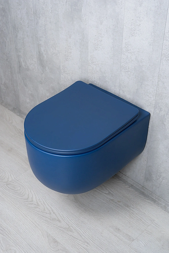 Унитаз подвесной GID Tr2133TF-BUM 62301Y безободковый, слив торнадо, с крышкой микролифт, синий матовый купить в интернет-магазине Sanbest
