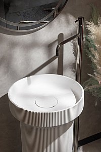 Раковина Boheme Corian 40 801-R-MW+801-Base-Rib белая матовая/белый матовый купить в интернет-магазине Sanbest