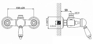 Смеситель для душа Caprigo Adria Uno Metal 02M-517-vot бронза купить в интернет-магазине сантехники Sanbest
