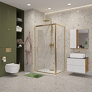 Душевой уголок Niagara Nova 90х70 стекло прозрачное/профиль холодное золото купить в интернет-магазине Sanbest