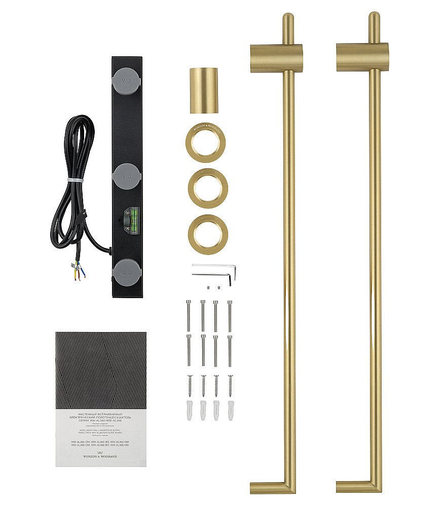 Полотенцесушитель электрический встраиваемый WONZON & WOGHAND LEIPZIG, Брашированное золото (WW-AL3621-BG) купить в интернет-магазине сантехники Sanbest