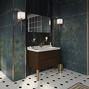 Тумба с раковиной Kerasan Waldorf 925546 100 темный орех с 3 отверстиями/заглушка хром для ванной в интернет-магазине Sanbest