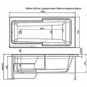 Акриловая ванна Aquanet Taurus 160x75 к/с88 купить в интернет-магазине Sanbest