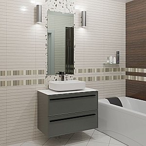 Тумба с раковиной LA FENICE Elba Grigio TWIN 90 серая/столешница белая для ванной в интернет-магазине Sanbest