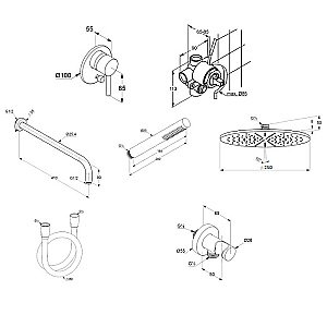 Душевая система Kludi Bozz 38736N076 золото брашированное купить в интернет-магазине сантехники Sanbest