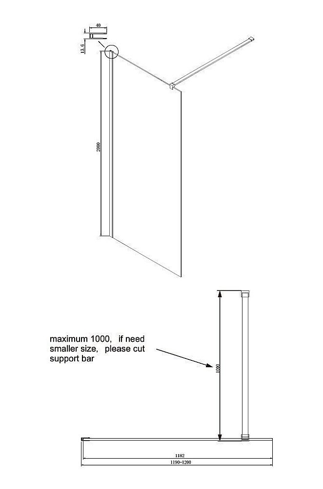 Душевое ограждение Ambassador Waik-in 120x200 15031104 купить в интернет-магазине Sanbest