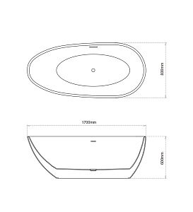 Ванна акриловая Grossman Fly 170х80 GR-1102MB черная матовая купить в интернет-магазине Sanbest