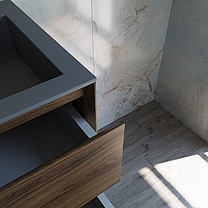 Тумба с раковиной Vincea Luka 60 VMC-2L600CO/VCB-13600G тёмный дуб/раковина серая для ванной в интернет-магазине Sanbest