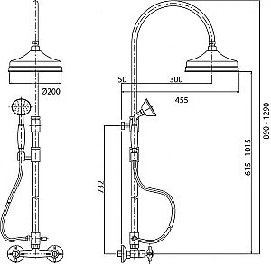 Душевая система Cezares LORD-CD-02-Bi бронза/ручки белые купить в интернет-магазине сантехники Sanbest