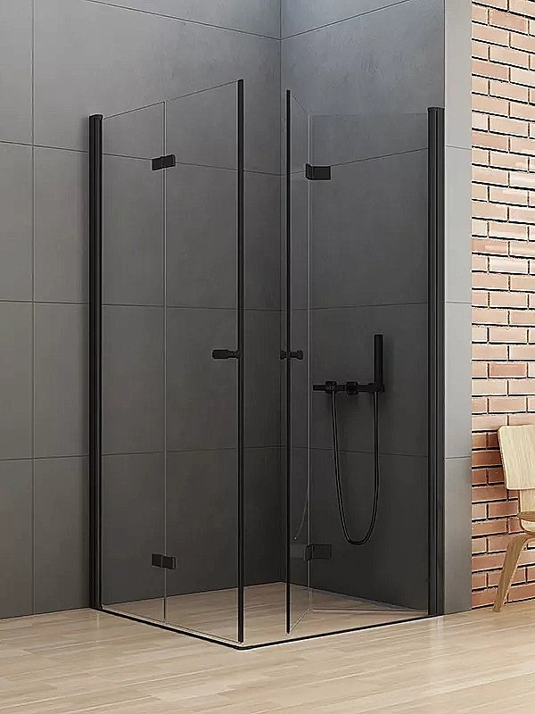 Душевой уголок NEW TRENDY NEW SOLEO BLACK 2D D-0233A/D-0238A 70x80 стекло прозрачное/профиль черный купить в интернет-магазине Sanbest